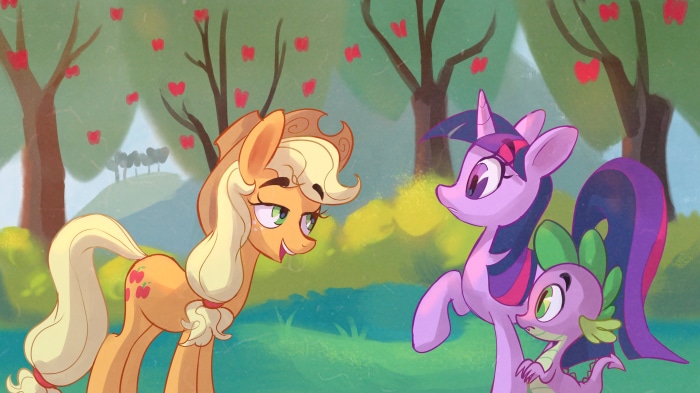 Applejack, Twilight Sparkle, and Spike from My Little Pony: Friendship Is Magic 4K