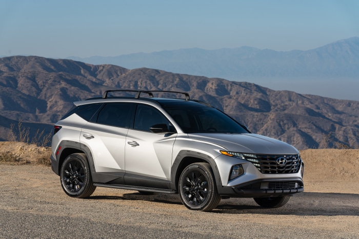 Silver Hyundai Tucson XRT SUV with Roof Rack