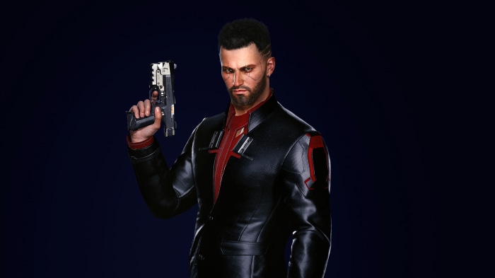 Man with gun from Cyberpunk 2077 4K