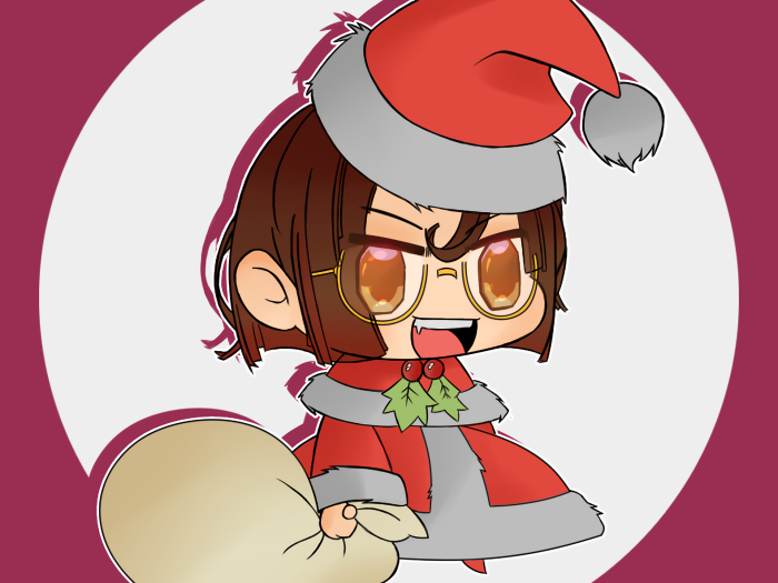 Chibi Santa Girl with Gift Bag