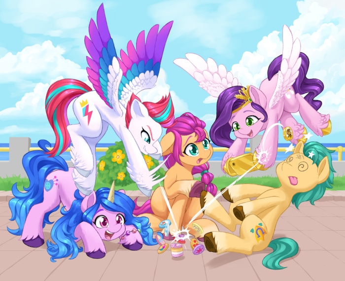 My Little Pony: A New Generation characters on a boardwalk