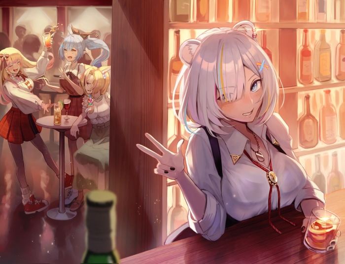 Hololive Virtual YouTubers at a Bar