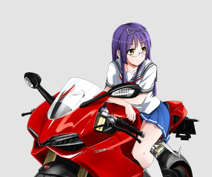 Hijiri Minowa from Bakuon!! on a Ducati motorcycle