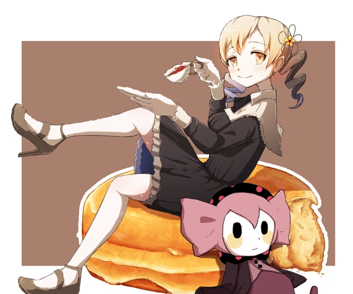 Mami Tomoe from Puella Magi Madoka Magica with a creature