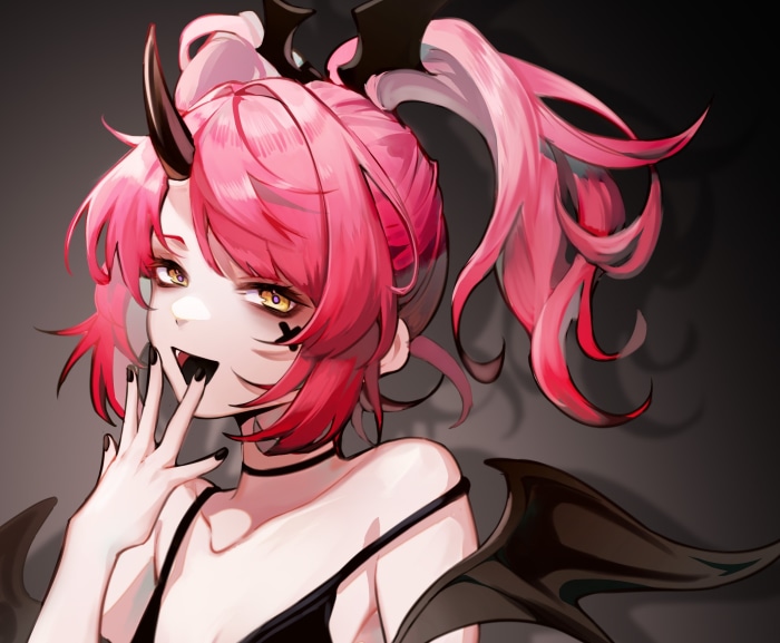 Girl with pink hair and horns