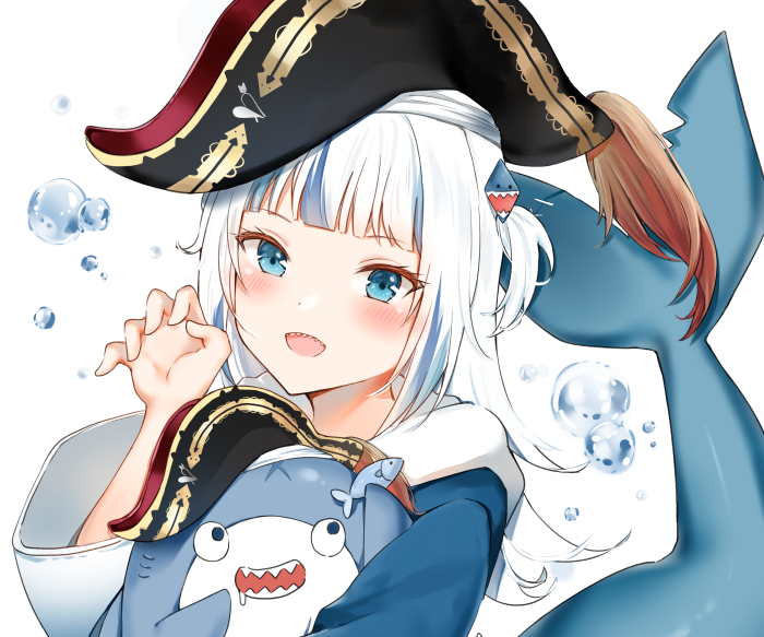 Gawr Gura from Hololive wearing a pirate hat