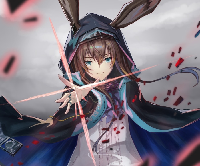 Amiya from Arknights casting a spell
