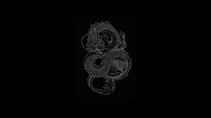 Minimalist Black and White Dragon Illustration
