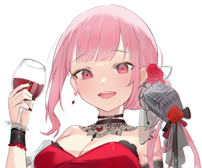 Mori Calliope from Hololive holding wine