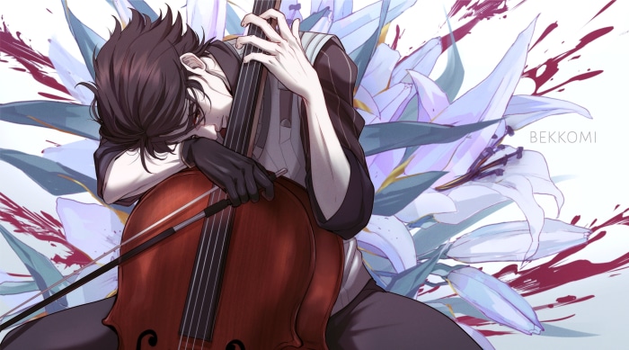 Viktor from League of Legends playing cello