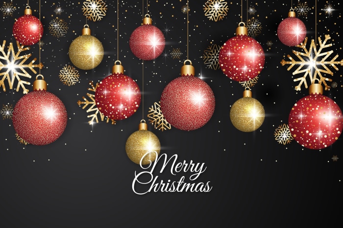 Merry Christmas Red and Gold Baubles Decoration
