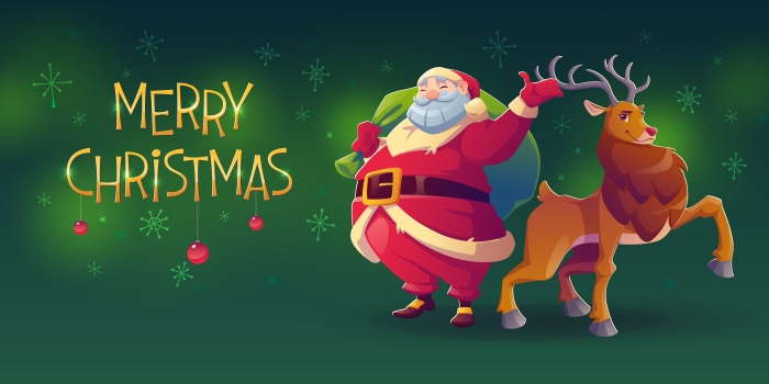 Merry Christmas Santa and Deer 4K