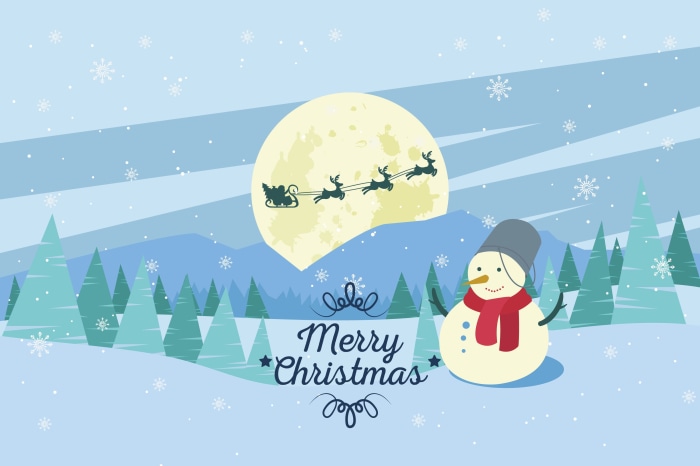 Merry Christmas Snowman and Santa's Sleigh