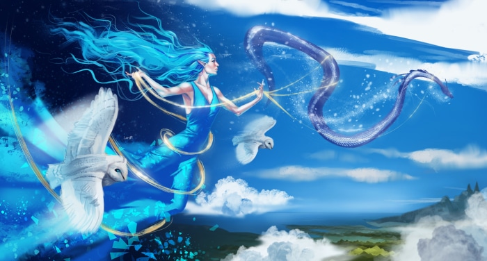 Fantasy Sorceress with Owl and Dragon 4K