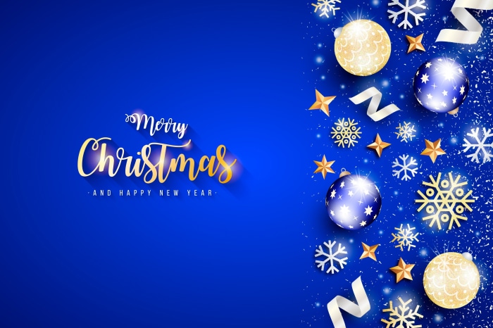 Merry Christmas and Happy New Year with Ornaments