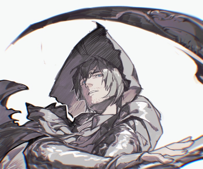 Hyur from Final Fantasy XIV with a scythe