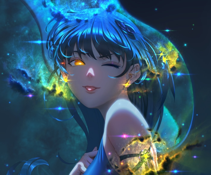Girl Friend Beta 4K Blue Hair Wink