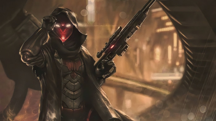 Red Hood from DC Comics with a sniper rifle