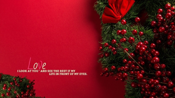 Love statement with Christmas wreath