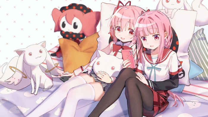 Two girls from Magia Record: Mahou Shoujo Madoka Magica Gaiden 4K