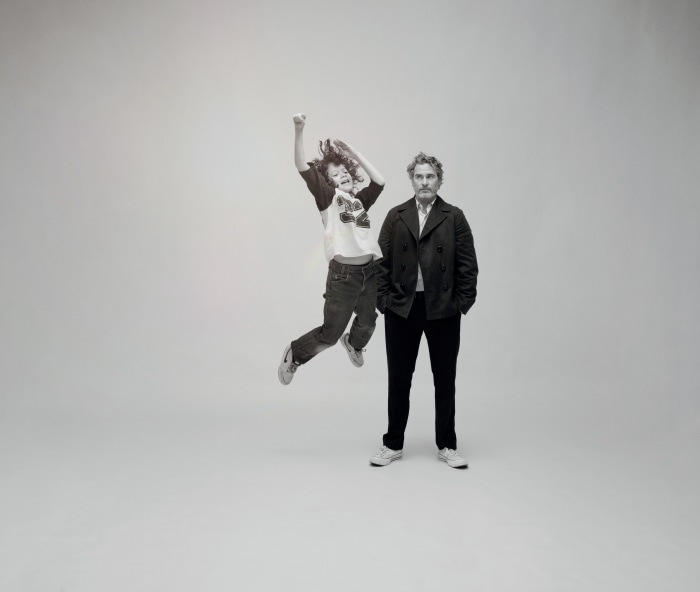 Joaquin Phoenix and a jumping child