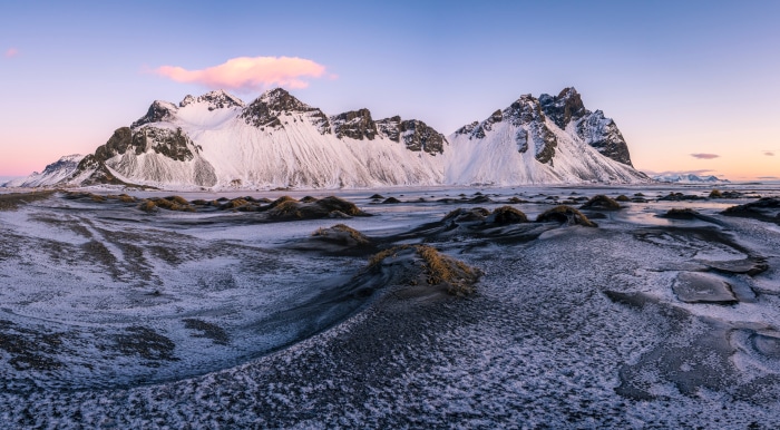 Vestrahorn Mountains in Iceland at Sunrise