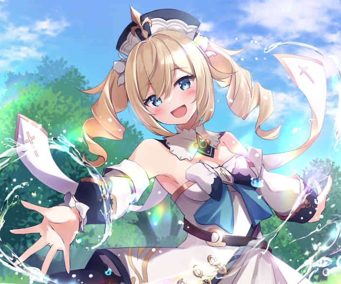 Barbara from Genshin Impact with water effects