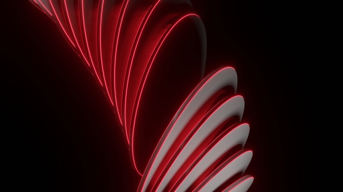 Abstract Red and White Swirls on Black Background