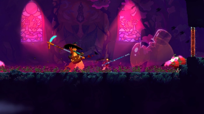 Dead Cells characters fighting in a cave