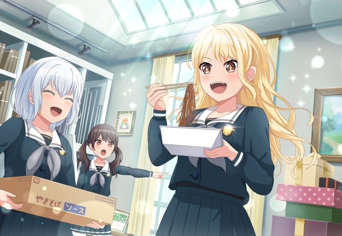 Futaba Tsukushi, Kurata Mashiro, and Kirigaya Touko from BanG Dream! Girls Band Party!