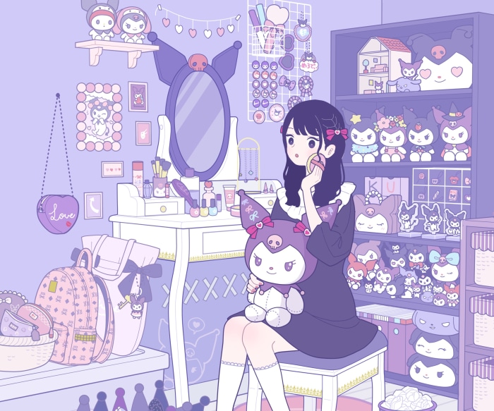 Kuromi and My Melody room with girl