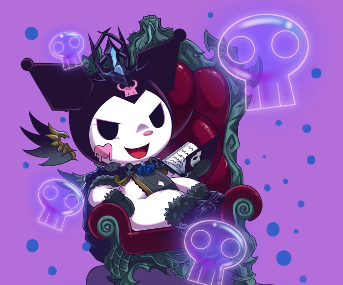 Kuromi from Onegai My Melody on a throne