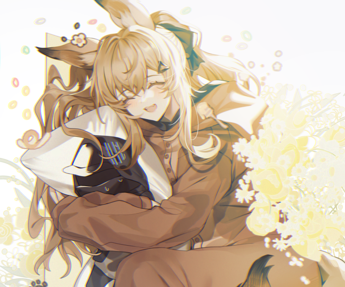 Arknights: Doctor hugging a plush toy
