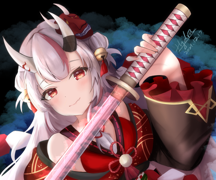 Nakiri Ayame from Hololive holding a katana