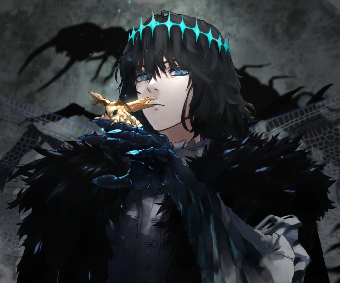 Oberon from Fate/Grand Order with a moth