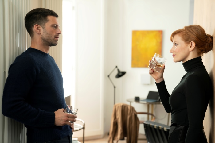 Jessica Chastain and Sebastian Stan in The 355 4K