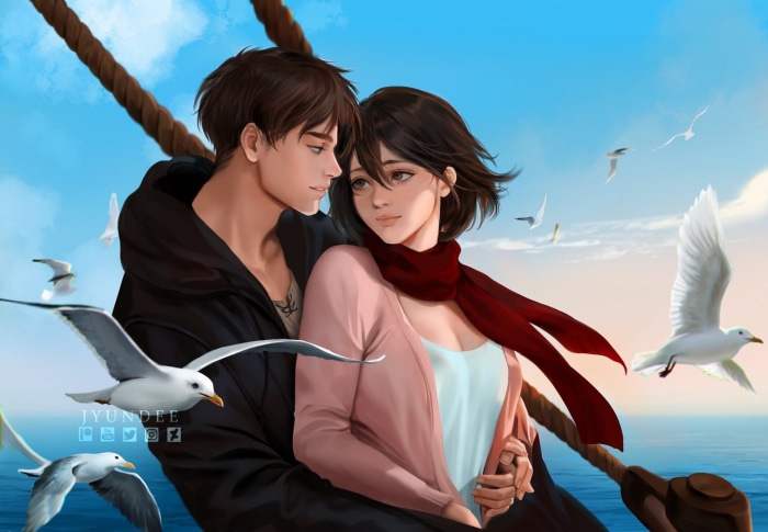Eren Yeager and Mikasa Ackerman from Attack on Titan