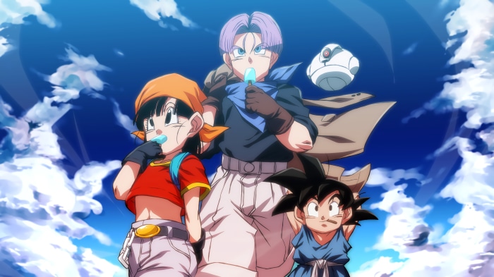 Trunks, Pan, and Goku from Dragon Ball GT 4K