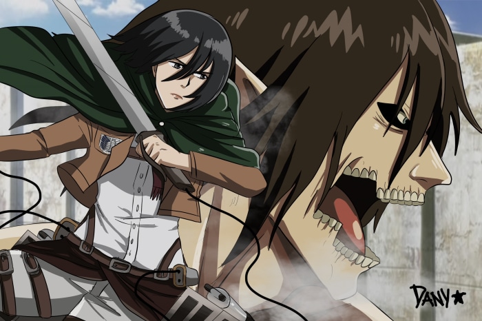 Mikasa Ackerman and Eren Yeager Titan from Attack on Titan
