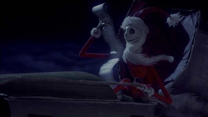 Jack Skellington as Santa Claus on a sleigh