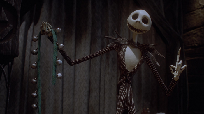 Jack Skellington holding Christmas bells