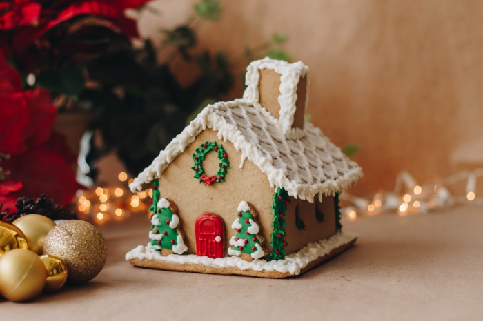 Gingerbread House with Christmas Decorations