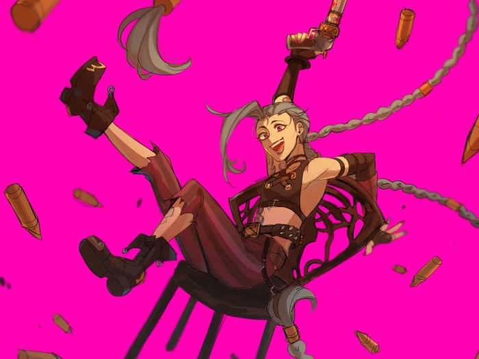 Jinx from Arcane with bullets
