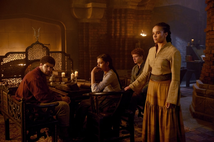 The Wheel of Time characters in a room