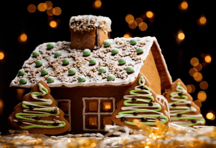 Gingerbread House with Christmas Decorations
