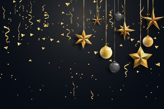 Christmas ornaments and confetti 4K