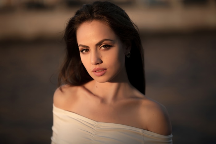 Brunette woman with makeup