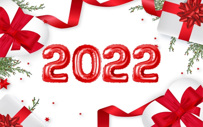 New Year 2022 Balloons and Gifts