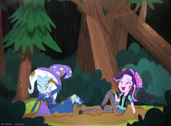 Trixie and Starlight Glimmer in the Rain