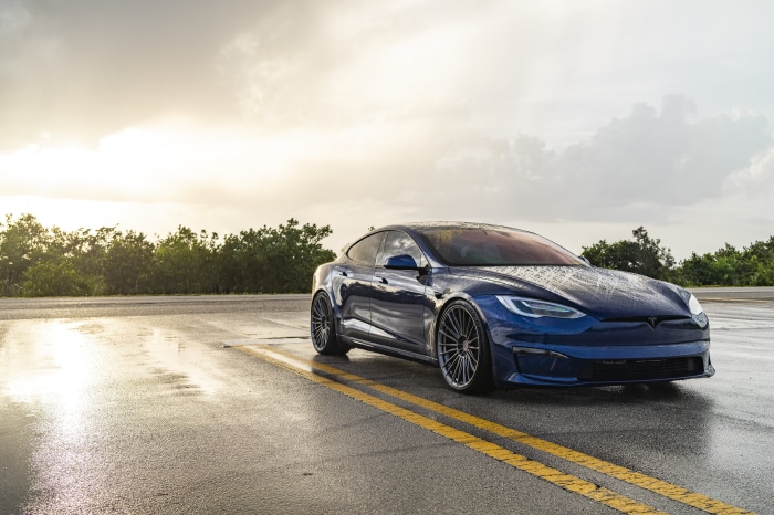 Blue Tesla Model S 4K Electric Car